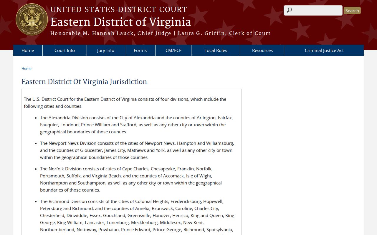 New Kent County arrest warrant research, Eastern District of Virginia locality information